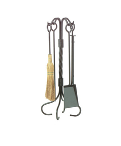 Tool Set includes 5 pieces, made of natural wrought iron, twist design, 29.5" high