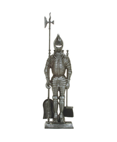 Tool Set is 44" high, made of steel, pewter finish, knight design