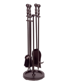 Tool Set has 5 pieces, made of iron, bronze finish, 30" high