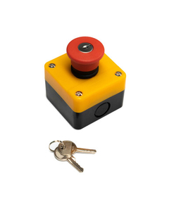 Emergency Stop Button with Key on white background