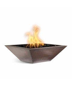 The Outdoor Plus Maya Square Hammered Copper Fire Bowl