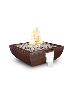 The Outdoor Plus Avalon Square Hammered Copper Fire and Water Bowl