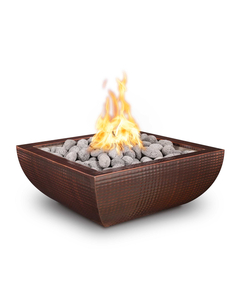The Outdoor Plus Avalon Square Hammered Copper Fire Bowl