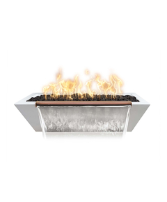 The Outdoor Plus Maya Linear GFRC Concrete Fire and Water Bowl