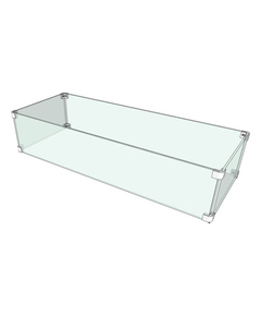 The Outdoor Plus 13" x 76" X 8" Tempered Glass Rectangular Wind Guard OPT-WG-7613