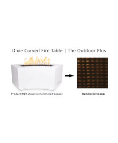 The Outdoor Plus Dixie Curved Hammered Copper Fire Table