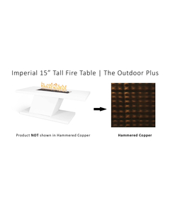 The Outdoor Plus Imperial Rectangular 15" Tall Hammered Copper Fire Table