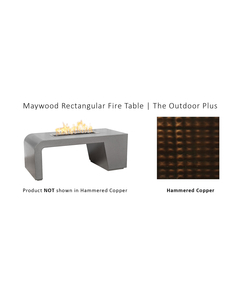 The Outdoor Plus Maywood Rectangular Hammered Copper Fire Table