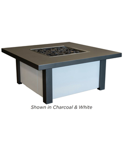 Villena 42 Inch Square Outdoor Gas Fire Table Finished In Charcoal And White