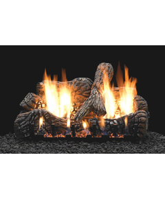 White Mountain Hearth Super Charred Oak 24" Gas Log Set (LS24C2S) with Vent-Free Slope Glaze Burner System (VFSR-24)