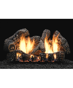White Mountain Hearth Super Charred Oak 24" Gas Log Set (LS24C2S) with Vent-Free Slope Glaze Burner System (VFSR-24)