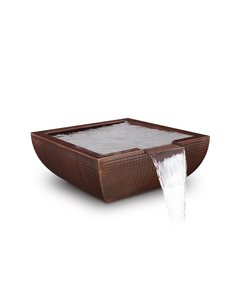 Avalon Hammered Copper and Stainless Steel Square Water Bowl