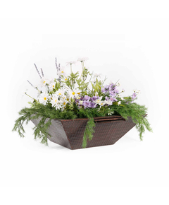 Maya Hammered Copper Square Planter and Water Bowl