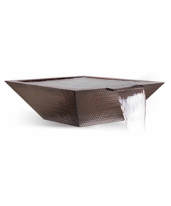 Maya Hammered Copper Wide Spillway Square Water Bowl