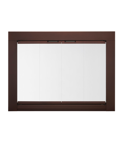 Custom Size Medio Fireplace Door in Mahogany - Shown With Bottom Draft