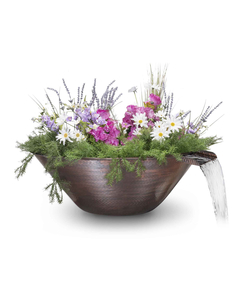 31" Remi Hammered Copper Round Planter and Water Bowl