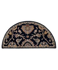 Half Round Black Hearth Rug 44" Long x 22" Wide HR1010
