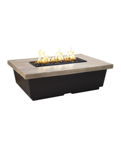 American Fyre Designs 52" Reclaimed Wood Contempo Rectangle Fire Table Chat Height FyreStarter Bluetooth | 783-BA-H4C