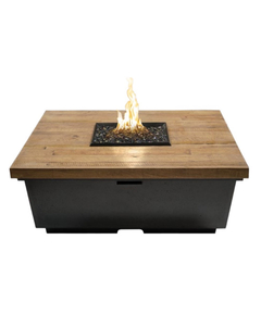 American Fyre Designs 44" Reclaimed Wood Contempo Square Fire Table Chat Height FyreStarter Bluetooth | 784-BA-H2C