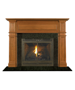 Arlington Fireplace Mantel Surround Shown here in Cherry with Fruitwood finish and Green Granite
