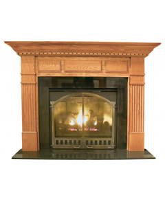 Bridgewater Fireplace Mantel Surround Shown here in Oak with Fruitwood finish and Black Granite