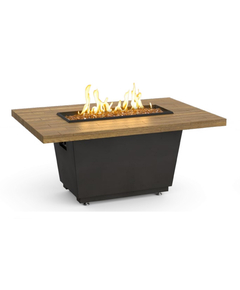 American Fyre Designs 54" Reclaimed Wood Cosmopolitan Rectangle Fire Table Chat Height Manual Flame Sensing | 635-BA-M4C