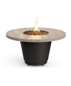 American Fyre Designs 48" Reclaimed Wood Cosmopolitan Round Fire Table Chat Height Manual Flame Sensing | 645-BA-M2C