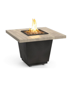 American Fyre Designs 36" Reclaimed Wood Cosmopolitan Square Fire Table Chat Height FyreStarter Bluetooth | 640-BA-H2C