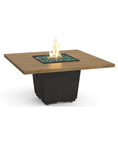 American Fyre Designs 60” Reclaimed Wood Cosmopolitan Square Fire Table Dining Height Manual Flame Sensing | 642-BA-M6C
