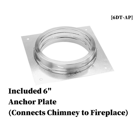 Included 6" Anchor Plate (Connects Chimney to Fireplace) {6DT-AP}