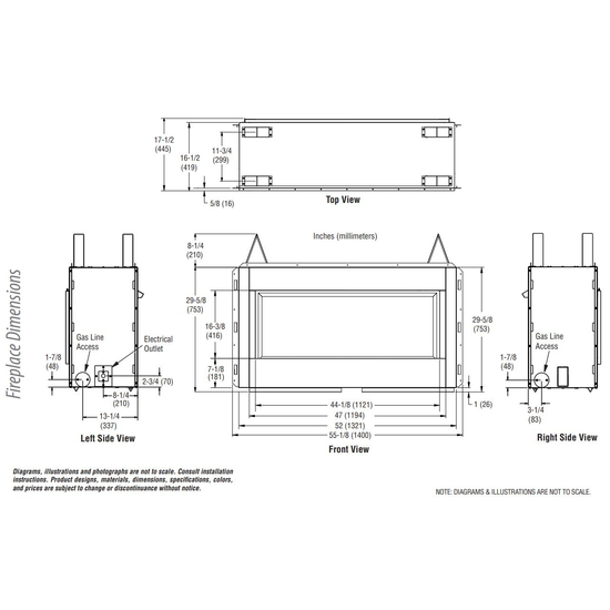 VRE4543 Overall Fireplace Dimensions