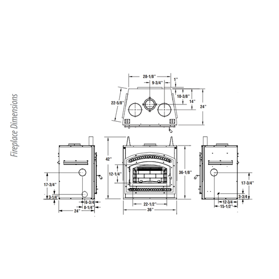 WCT6820 Fireplace Dimensions
