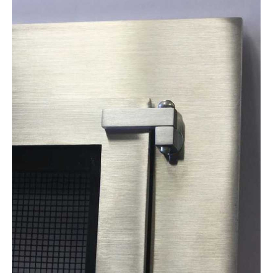 Brushed Stainless Steel Outdoor Masonry Fireplace Door Detail