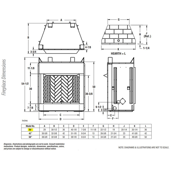Superior VRT4536 Overall Fireplace Dimensions