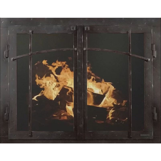 Classic Cabinet Craftsman Style Masonry Fireplace Door In Black Copper Hammered Finish