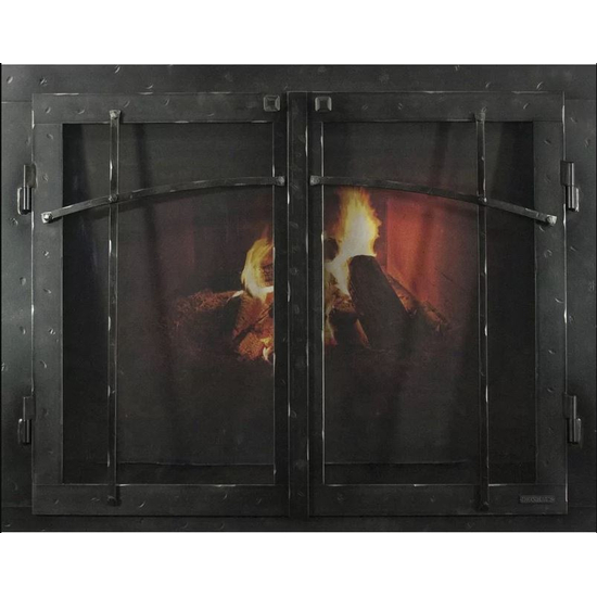 Classic Cabinet Craftsman Style Masonry Fireplace Door In Black Hammered Finish