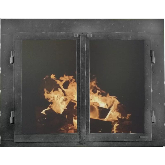 Classic Cabinet Style Masonry Fireplace Door In Neutral Hammered Finish