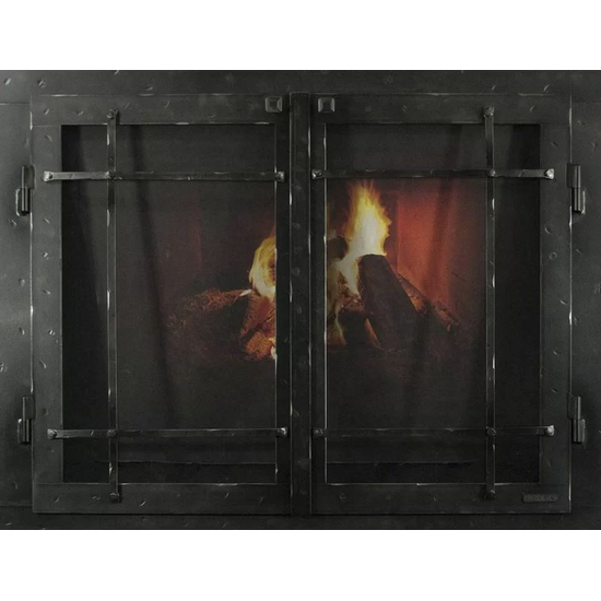 Classic Cabinet Mission Style Masonry Fireplace Door In Black Hammered Finish
