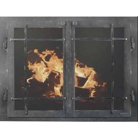 Classic Cabinet Mission Style Masonry Fireplace Door In Neutral Hammered Finish
