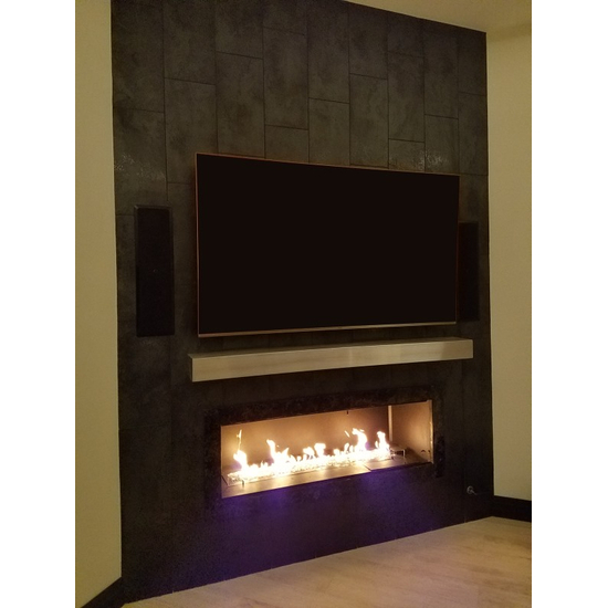 Brushed Stainless Steel Mantel Shelf over customer's fireplace!