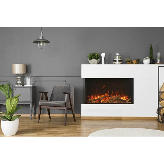 TruView XL Extra Tall 3 sided Indoor/Outdoor Electric Indoor Fireplace Installed as Corner Unit