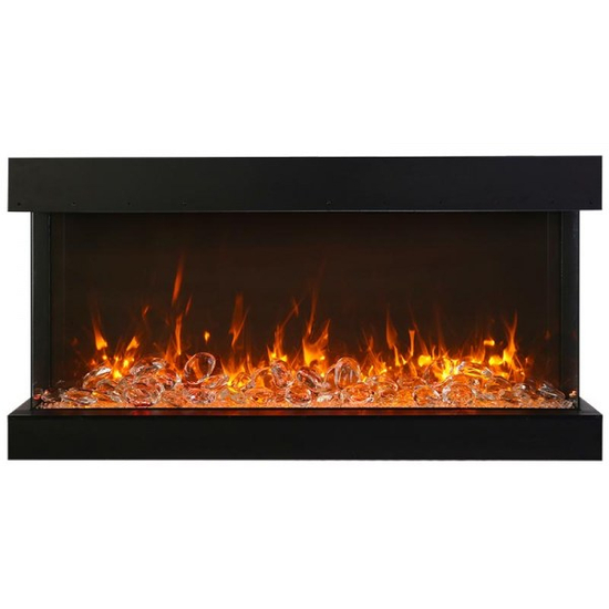 50 Inch Tru-View XL Deep Smart Electric Fireplace Indoor/Outdoor Fire & Ice Flame Yellow With Glass Chunks