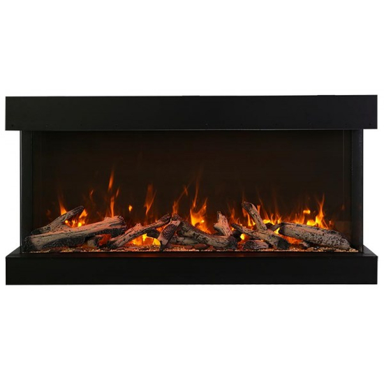 50 Inch Tru-View XL Deep Indoor/Outdoor Smart Electric Fireplace Fire & Ice Flame Yellow Rustic Media Kit