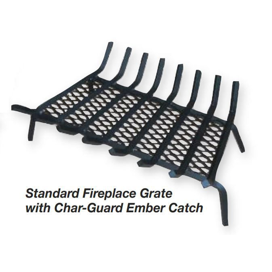 Fireplace Grate Shows Char-Guard Ember Catch Option - 24" grate show