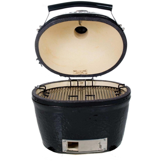 Primo Oval Large 300 Ceramic Kamado Grill On Steel Cart With Stainless Side Tables - 775