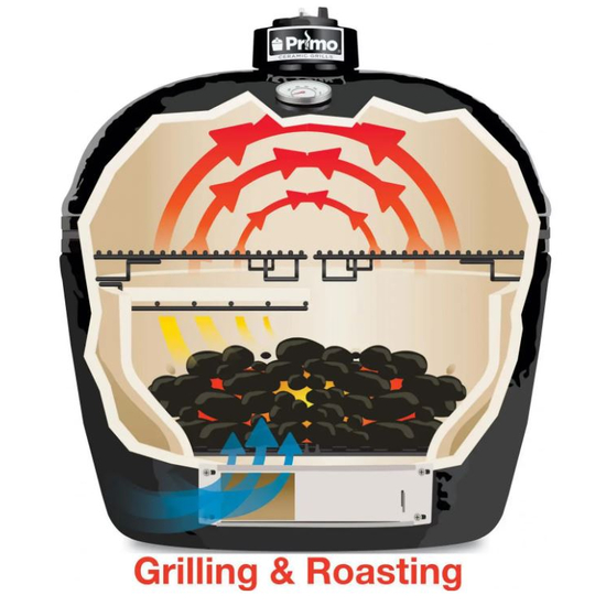 Primo All-In-One Oval Large 300 Ceramic Kamado Grill With Cradle & Side Shelves - 7500
