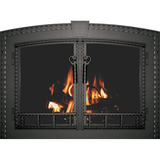 Denali Arched Masonry Fireplace Door in Textured Black