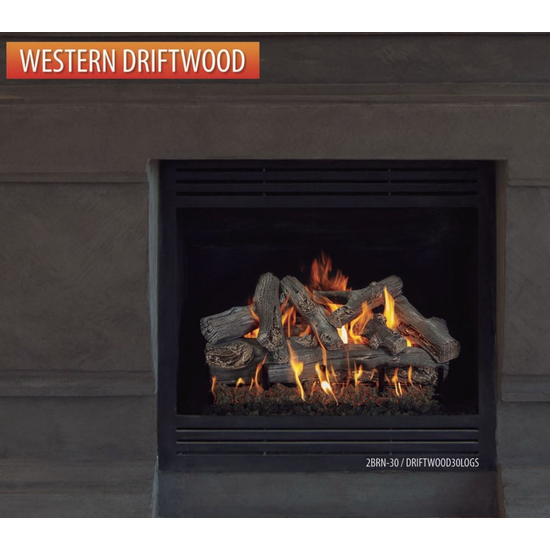 Western Driftwood log set in gas fireplace