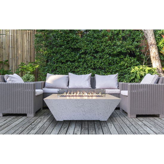 Rectangular White Fire Table In Outdoor Setting