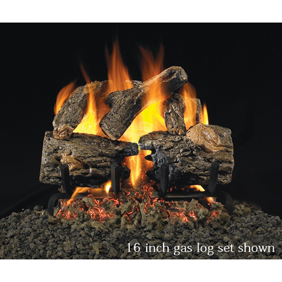 RealFyre Charred Oak Reduced Depth Indoor Gas Logs are available in 16 to 19 inches wide sets.